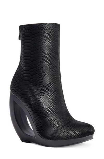AZALEA WANG AZALEA WANG Rapture Faux Snakeskin Cutout Wedge Bootie