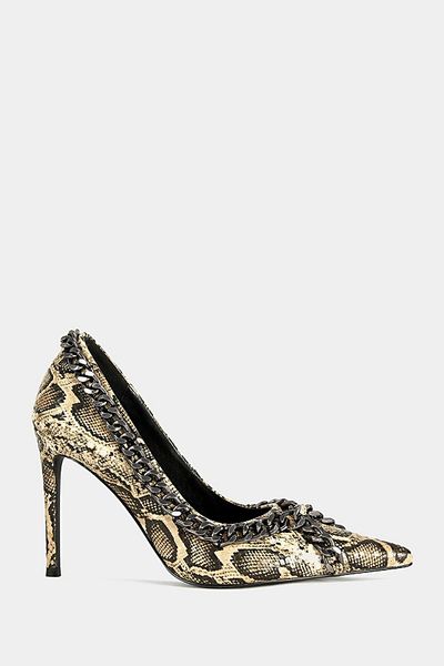 Azalea Wang Azalea Wang Ravelle Snake Print Stiletto Shoe in Beige, Women's at Urban Outfitters