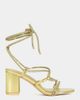 Azalea Wang Azalea Wang Revani Wrap-Around Strappy Block Heel in Gold, Women's at Urban Outfitters - 1