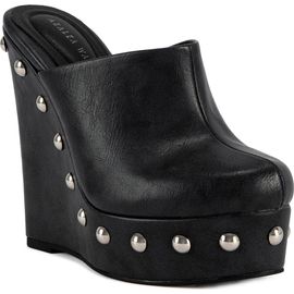 AZALEA WANG AZALEA WANG Riala Faux Leather Studded Wedge Mule