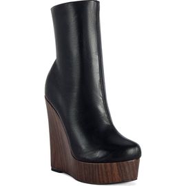 AZALEA WANG AZALEA WANG Road Faux Leather Platform Wedge Bootie