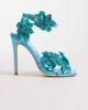 AZALEA WANG Azalea Wang Romi high heel sandals with embellished flowers in aquamarine-Blue - 1