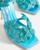 AZALEA WANG Azalea Wang Romi high heel sandals with embellished flowers in aquamarine-Blue - 2