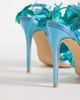AZALEA WANG Azalea Wang Romi high heel sandals with embellished flowers in aquamarine-Blue - 3