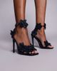 AZALEA WANG Azalea Wang Romi high heeled sandal with embellished flowers in navy - 1