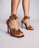 AZALEA WANG Azalea Wang Romi high heeled sandals with embellished flowers in bronze-Brown - 1
