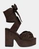 Azalea Wang Azalea Wang Saki Platform Wrap-Around Heel in Chocolate, Women's at Urban Outfitters - 1