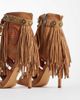 AZALEA WANG Azalea Wang Salgado fringe heeled sandals in tan suede-Brown - 4