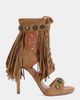 Azalea Wang Azalea Wang Salgado Fringe Stiletto Gladiator Heel in Tan, Women's at Urban Outfitters - 1