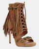 Azalea Wang Azalea Wang Salgado Fringe Stiletto Gladiator Heel in Tan, Women's at Urban Outfitters - 2