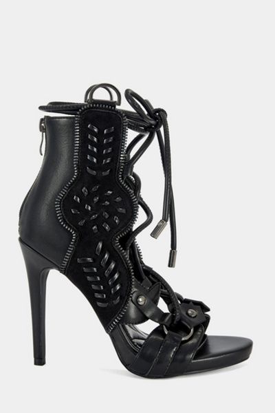 Azalea Wang Azalea Wang Shainia Gladiator Sandal Bootie Heel in Black, Women's at Urban Outfitters