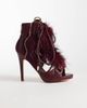 AZALEA WANG Azalea Wang Shainy fluffy detail high heel boots in burgundy-RED - 1