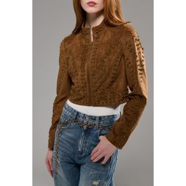AZALEA WANG AZALEA WANG Silza Studded Faux Suede Moto Jacket