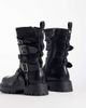 AZALEA WANG Azalea Wang Spridy mid ankle biker boots with buckles in black - 3