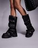 AZALEA WANG Azalea Wang Sybel fold-over knee studded boot in black - 1