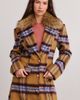 Azalea Wang Azalea Wang Talora Faux Fur Trim Plaid Trench Coat Jacket in Tan, Women's at Urban Outfitters - 2
