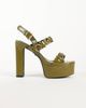 AZALEA WANG Azalea Wang Tarynn heeled platform sandals with buckles in olive-Green - 1
