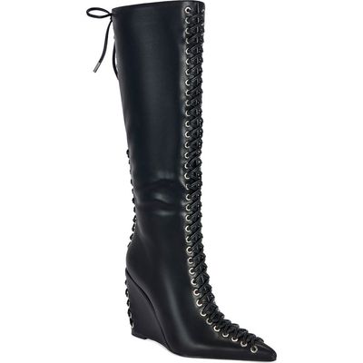 AZALEA WANG AZALEA WANG Thaumus Pointed Toe Knee High Wedge Boot