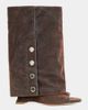 Azalea Wang Azalea Wang Tinseled Velvet Denim Wedge Bootie in Orange, Women's at Urban Outfitters - 1