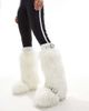 AZALEA WANG Azalea Wang Tommie fluffy knee boots in white - 1