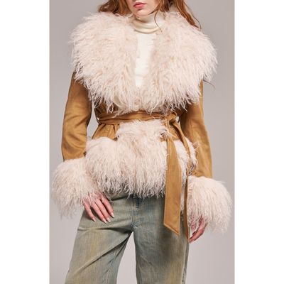 AZALEA WANG AZALEA WANG Tori Faux Fur Trim Trench Coat