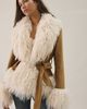 Azalea Wang Azalea Wang Tori Faux Fur Trim Wrap Jacket in Tan, Women's at Urban Outfitters - 1