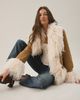 Azalea Wang Azalea Wang Tori Faux Fur Trim Wrap Jacket in Tan, Women's at Urban Outfitters - 4