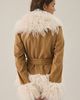Azalea Wang Azalea Wang Tori Faux Fur Trim Wrap Jacket in Tan, Women's at Urban Outfitters - 5