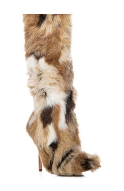 AZALEA WANG AZALEA WANG Upsetter Pointed Toe Faux Fur Knee High Boot