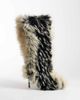 AZALEA WANG Azalea Wang Upstarter stiletto heel faux fur knee boots in beige multi - 1