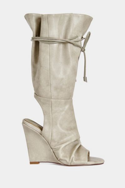 Azalea Wang Azalea Wang Vailen Slouch Wedge Bootie in Grey, Women's at Urban Outfitters