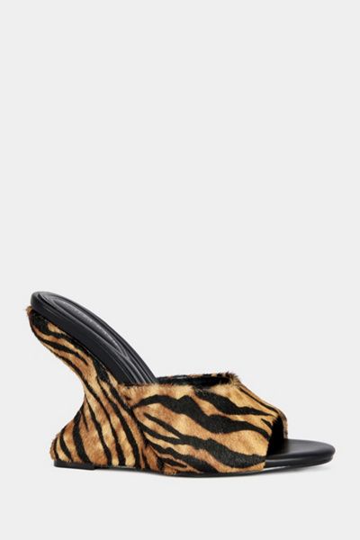 Azalea Wang Azalea Wang Vasa Tiger Print Wedge Sandal in Orange, Women's at Urban Outfitters