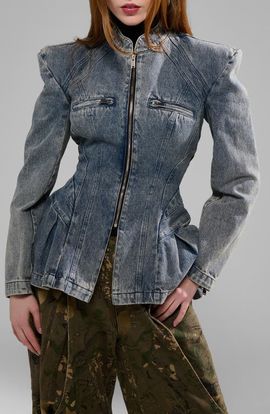 AZALEA WANG AZALEA WANG Virelle Structured Denim Peplum Jacket 