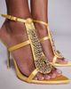 AZALEA WANG Azalea Wang Wyatt caged embellished high heeled sandals in gold - 2