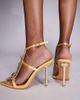 AZALEA WANG Azalea Wang Wyatt caged embellished high heeled sandals in gold - 4