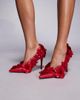 AZALEA WANG Azalea Wang Zarah embellished floral heeled pumps in red - 1