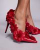 AZALEA WANG Azalea Wang Zarah embellished floral heeled pumps in red - 3