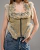 Azalea Wang Azalea Wang Zoraya Faux Fur Vest Jacket in Denim, Women's at Urban Outfitters - 1