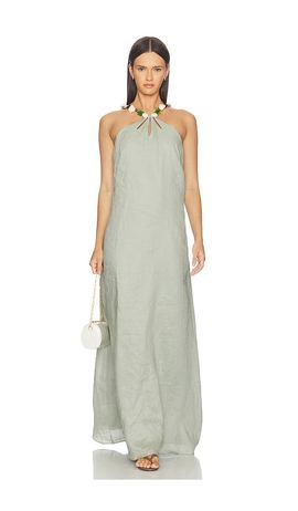 azulu joaquina linen fringe strapless midi dress Joaquina Linen Midi Dress