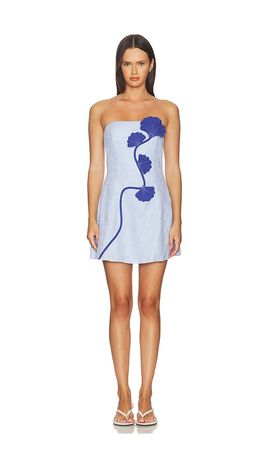 azulu joaquina linen fringe strapless midi dress Joaquina Dress Retrofete