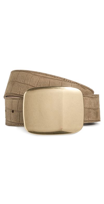 B-Low The Belt B-Low The Belt Leighton Croco Suede Belt Dark Moss/Brass