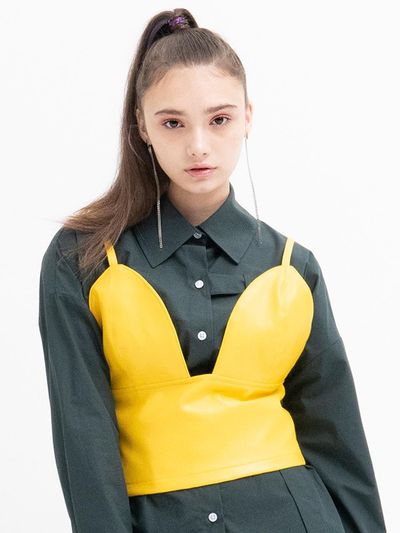 b able two Leather Bustier Top [Yellow]