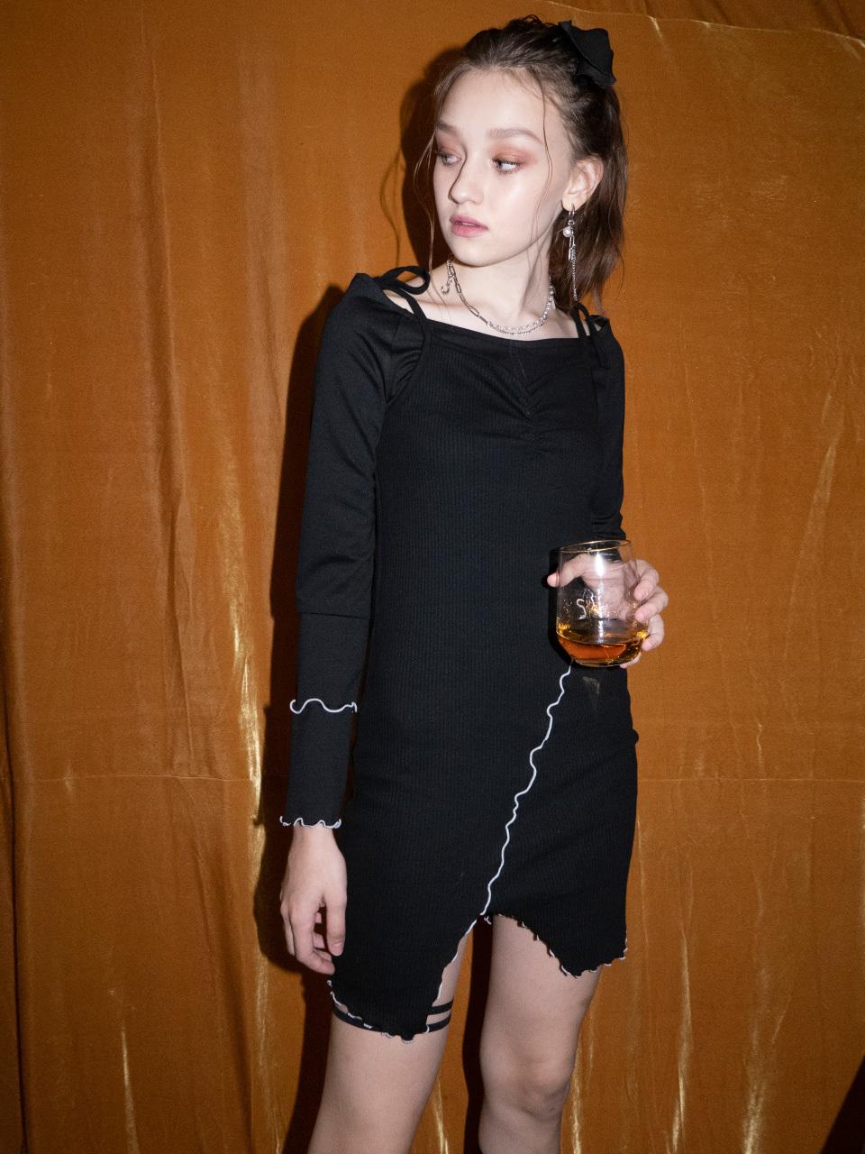 b able two Luna Mix Dress [black]