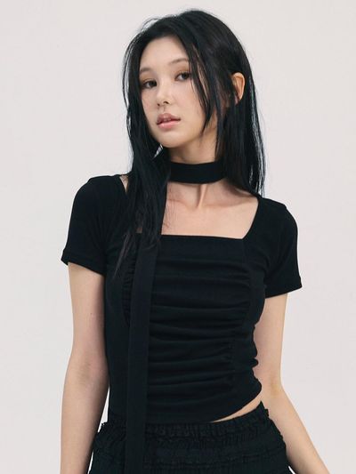 b able two noa scarf top-black