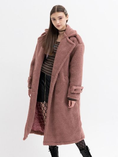 b able two Oversized Teddy Coat [PINK]