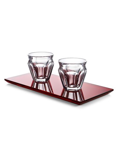 Baccarat Harcourt Café Baccarat Crystal Tumblers & Tray Set