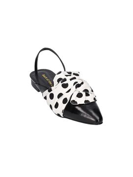 back of the moon Leather Handcrafted Dots Mule [Beige]