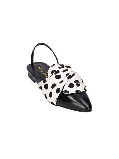 back of the moon Leather Handcrafted Dots Mule [Beige]