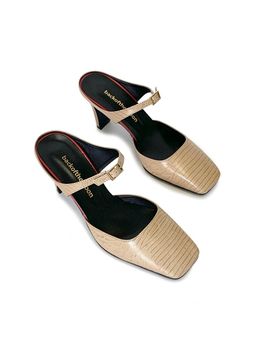 back of the moon Leather Strap 7cm Heel [Camel]