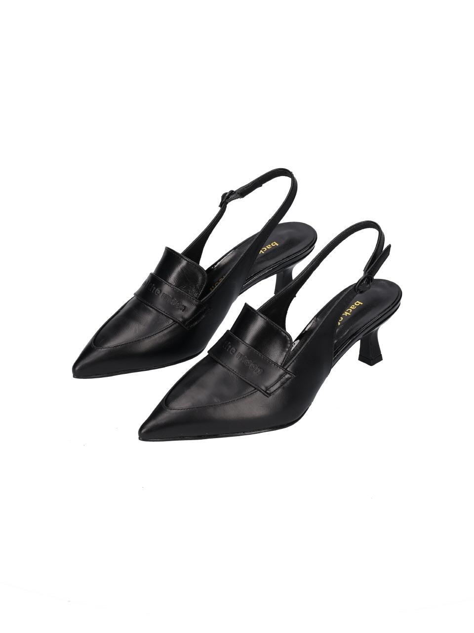 back of the moon Premium Leather Handcrafted Slingback Pumps [Black]